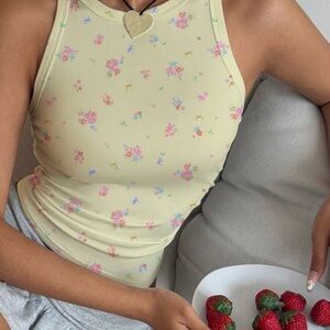 SHEIN Floral Tank Top in Cream